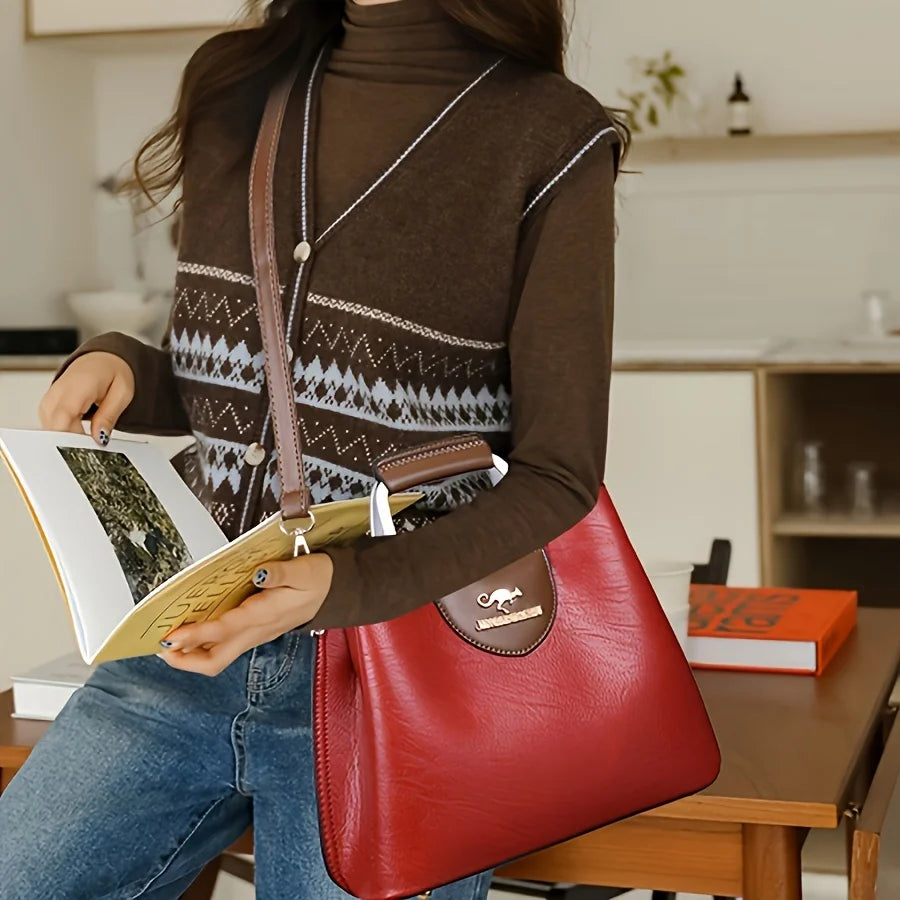 Premium Damen Mode Tote Tasche Mehrfach Taschen - Vintage Crossbody Täglich Handtasche - Handy Geldbörse