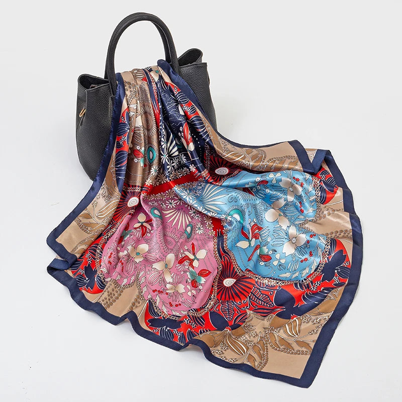 SENAIFE Satin-Schal Elegant - 90x90cm Polyester Leicht