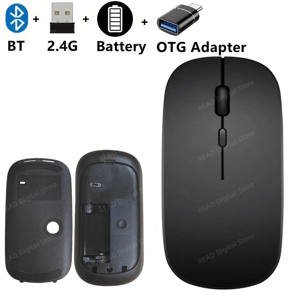 Wireless Maus Slim Bluetooth-kompatibel 2.4G Computer-Mäuse Portable Rechargeable/Battery Cordless Maus für iPad Laptop Desktop