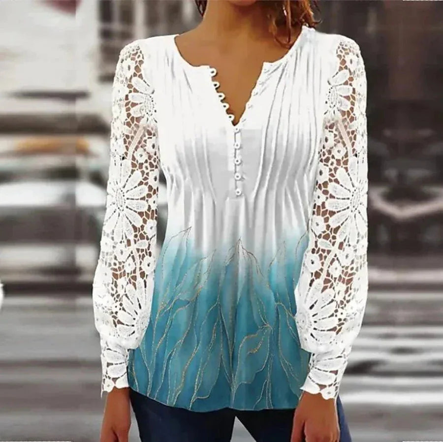 Elegant Woman Shirt Casual Fashion Temperament Blouse Printed Shirt Woman Street Top - Golden Bridge Store
