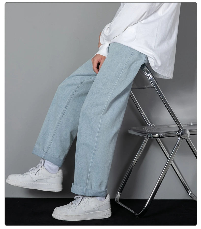 KFashion Classic Gerade Jeans - Weites Bein Einfarbig Blau