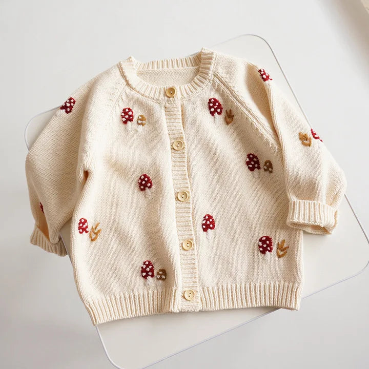 Deer jonmi Gestrickter Pilz-Pullover - Baumwolle Vollärmel