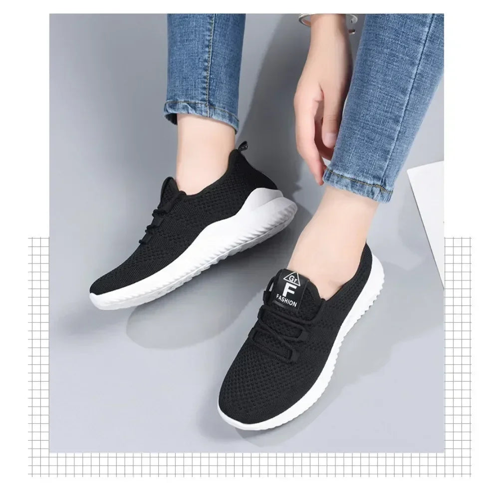 Shoes for women 2025 new casual fashion running shoes flying woven breathable women's shoes soft sole trend sneakers women
