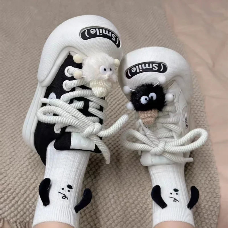 Women Platform Sneakers Leather Casual Ladies Chunky Shoes 2023 White Woman High Black Fashion Brand Thick Soled Wedge Sneakers