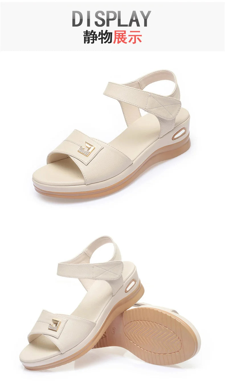 MCDV Sandale Knöchelriemen Komfort - Leder 3cm Rutschfest