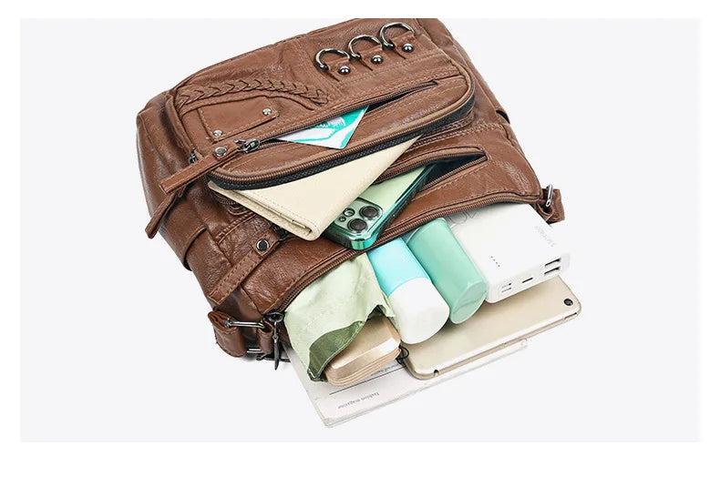 Geantă de umăr Crossbody nouă, din piele spălată moale, geantă mini pentru femei, geantă versatilă