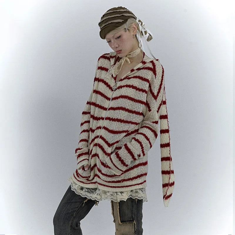 Karrcat Grunge Strickjacke Hollow Out - S/M, Vollarm