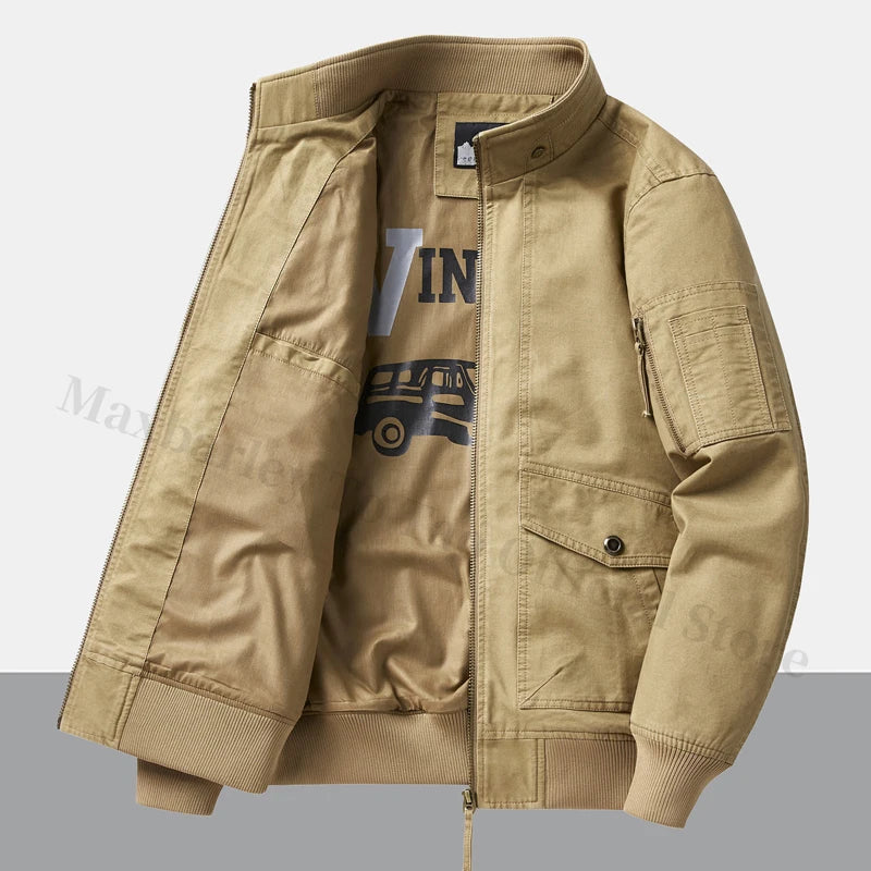 Fujian Safari Baumwolljacke Mehrere Taschen - Stehkragen
