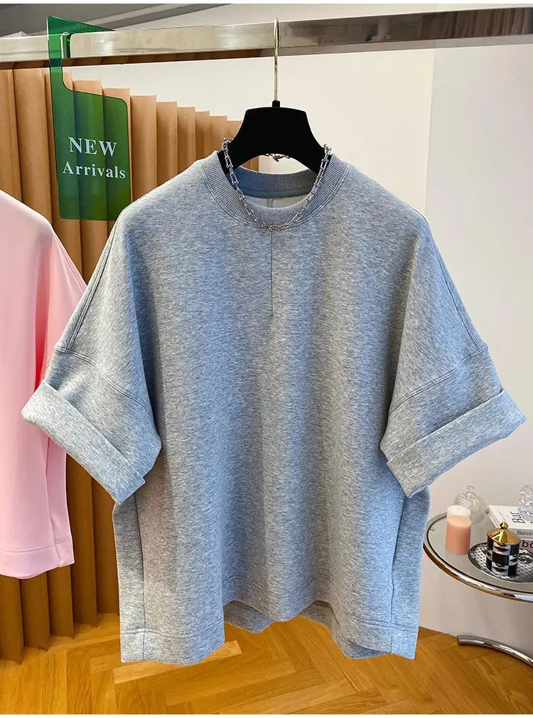 Women T-shirt 2025 Summer New Solid Color Short-sleeved T-shirt Female Loose Casual Round Neck  T Shirt