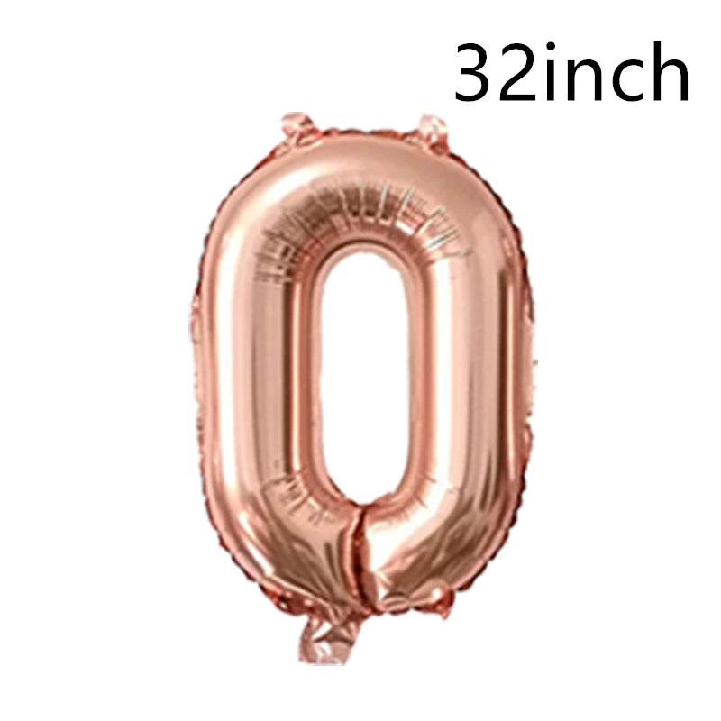 QIJOYJU Rosegold Zahlballon - 32 Zoll 1 Stück Nummer