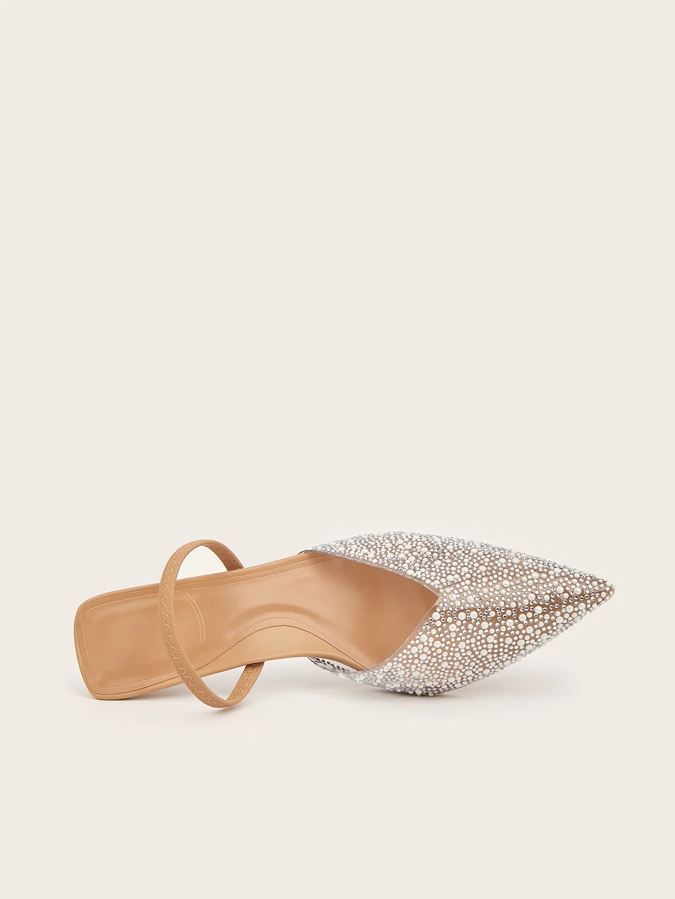 Glamorous Women's Heeled Sandals Translucent Faux Pearls Decor Slingback Stiletto Comfy Lightweight Prom Heels Summer