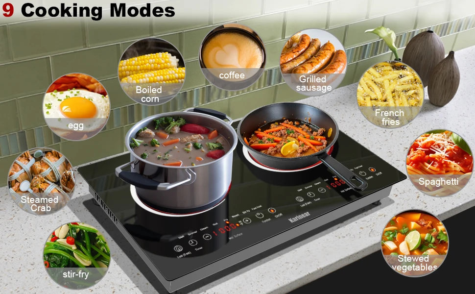 Elektro-Kochfeld 2025: Karinear 2 Burners Ceramic Electric 60x35 Countertop Built-in 110-120V 220-240V Collection
