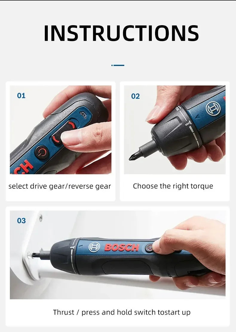 Bosch GO 3 /GO2 Cordless Screwdriver 3.6V Rechargeable Electric Screw Driver Multi-Function Drill Repairing Power Tools Kit GO 2