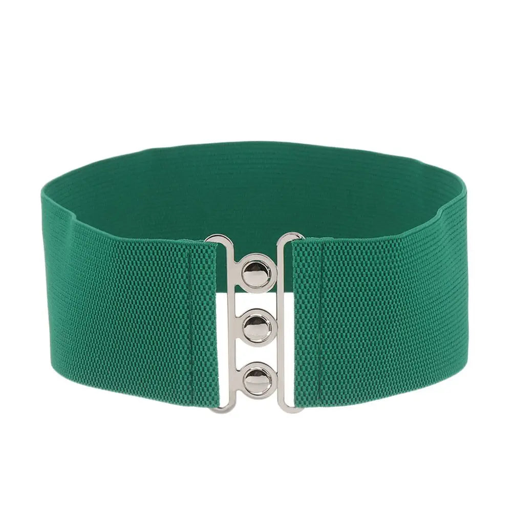 Women Fashion Wide Elastic Belt Metal Buckle Cinch Waistband Ladies Dress Waist Band Fashion Accessory
