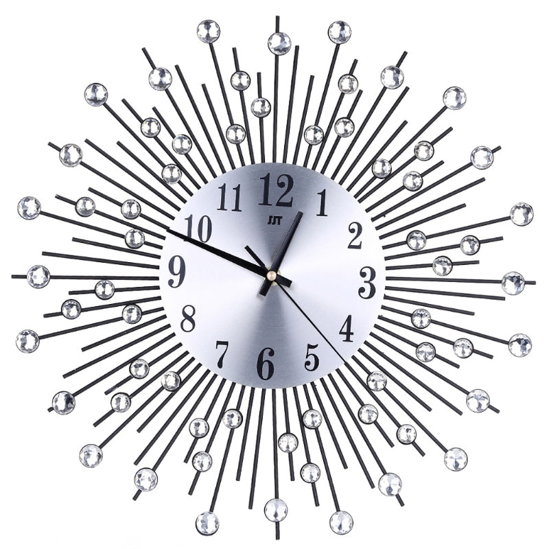 for Creative Diamond Modern 3D DIY Wall Clock Metal Luxury Room Home Office Deco