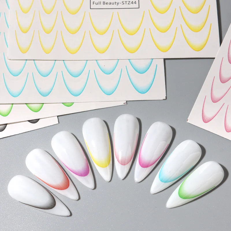 Autocolante pentru unghii French cu model Ombre Choice FB-STZ40 - 8 bucăți 6,3x10cm