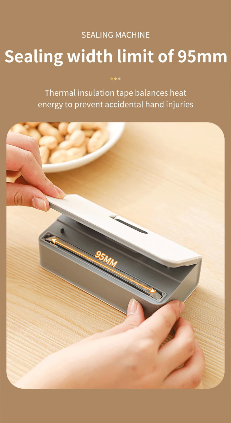 Mini Heat Bag Sealing USB Plastic Bags Sealer Machine 2 in 1 Handheld Food Package Bags Sealer With 6 Gear LED Display