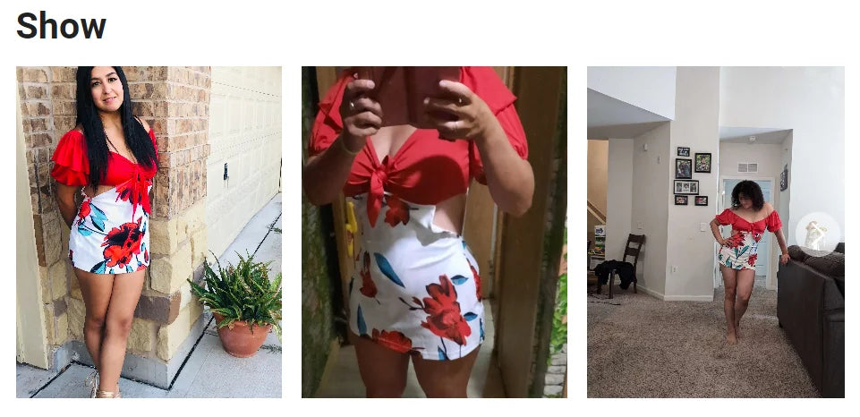 Viadidy Schulterfrei Rüschen Romper - Polyester Stretch S