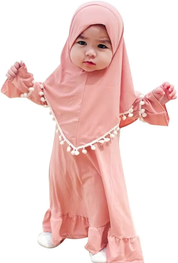 Henan EHF046 Mädchen Hijab Set Überkopf Schal - 2 Stk 110