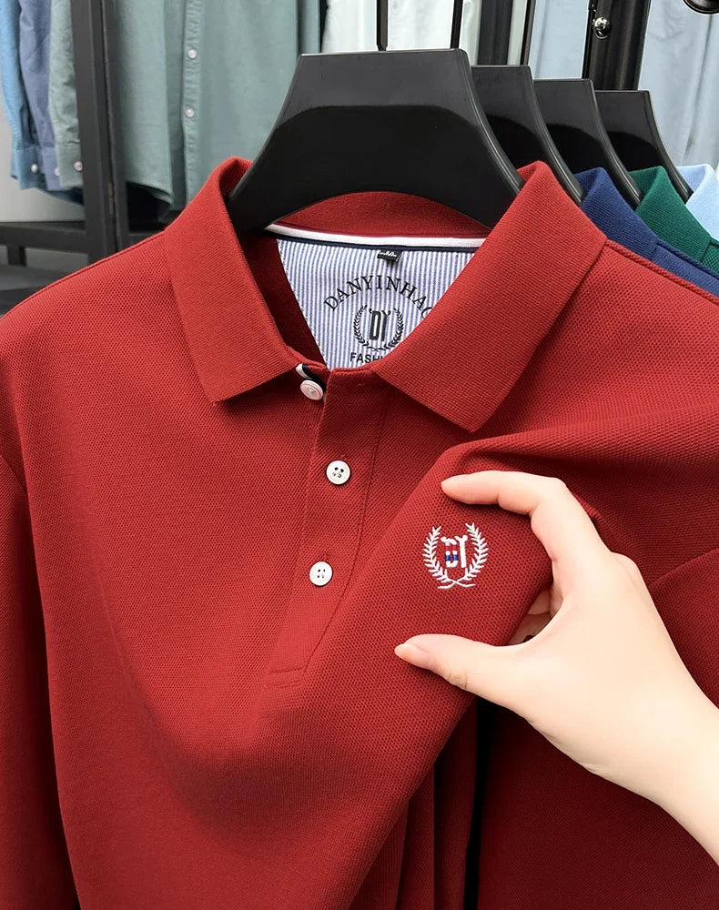 Tricou cu mânecă lungă și brodat Eleganza Polo - Mărimea M, amestec de bumbac