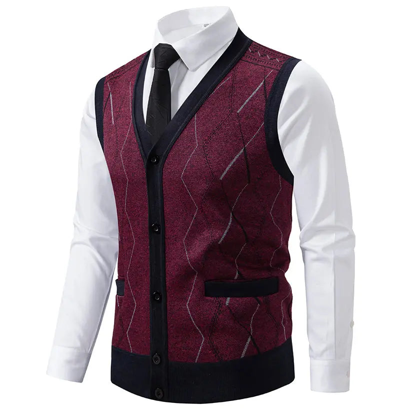 CN Strick Weste Slim Fit - Größe M Polyester Knopfverschluss