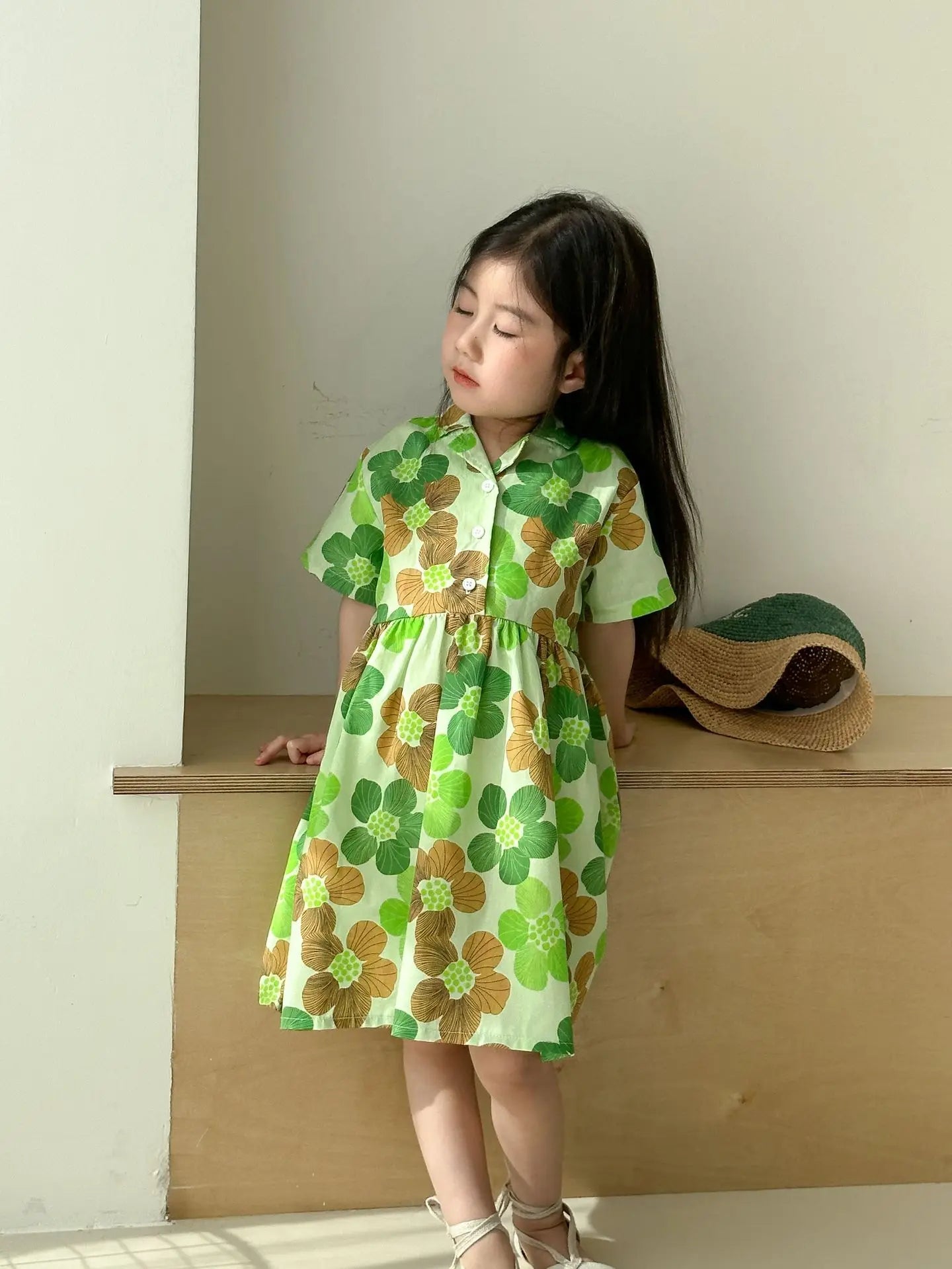 Kinder-Kleidungsset 2025 Sommer Neu Jungen Hemden Shorts 2-teilig Set Mädchen Blumenkleid Kinder Bruder Schwestern Outfits