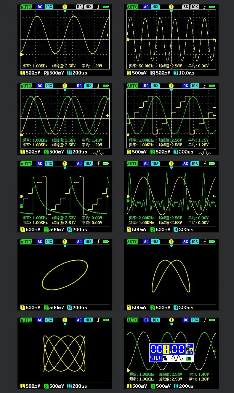 ZEEWEII DSO2512G 2,8 Zoll Handheld Digital Oszilloskop 120M Bandbreite Dual Kanal Signal Generator XYmode - Golden Bridge Store