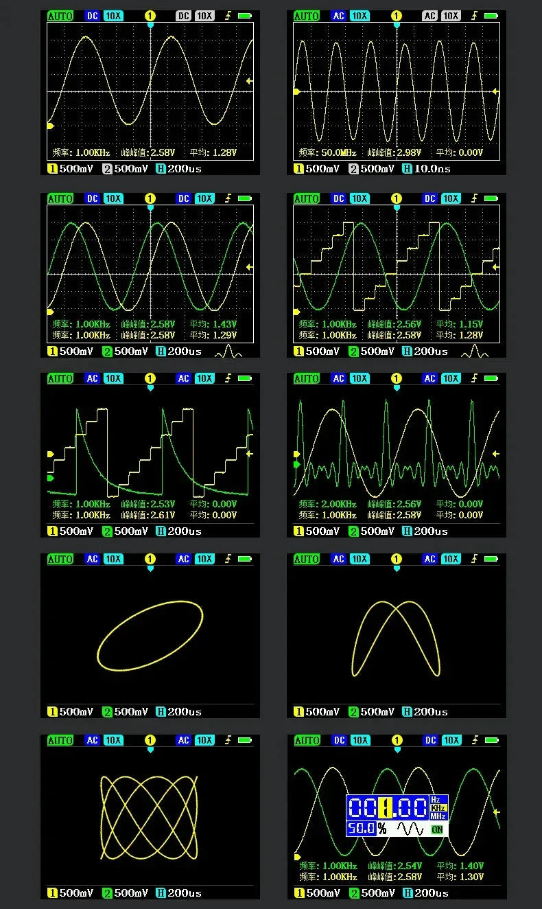ZEEWEII DSO2512G 2,8 Zoll Handheld Digital Oszilloskop 120M Bandbreite Dual Kanal Signal Generator XYmode - Golden Bridge Store