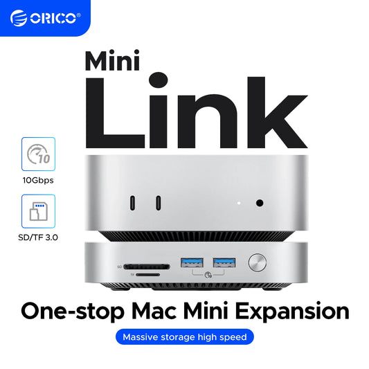 ORICO MiniLink USB C Hard Drive Enclosure Docking Multi Interface Converter SD/TF 4.0 USB4 Transfer Designed for MacMini M4 Dock