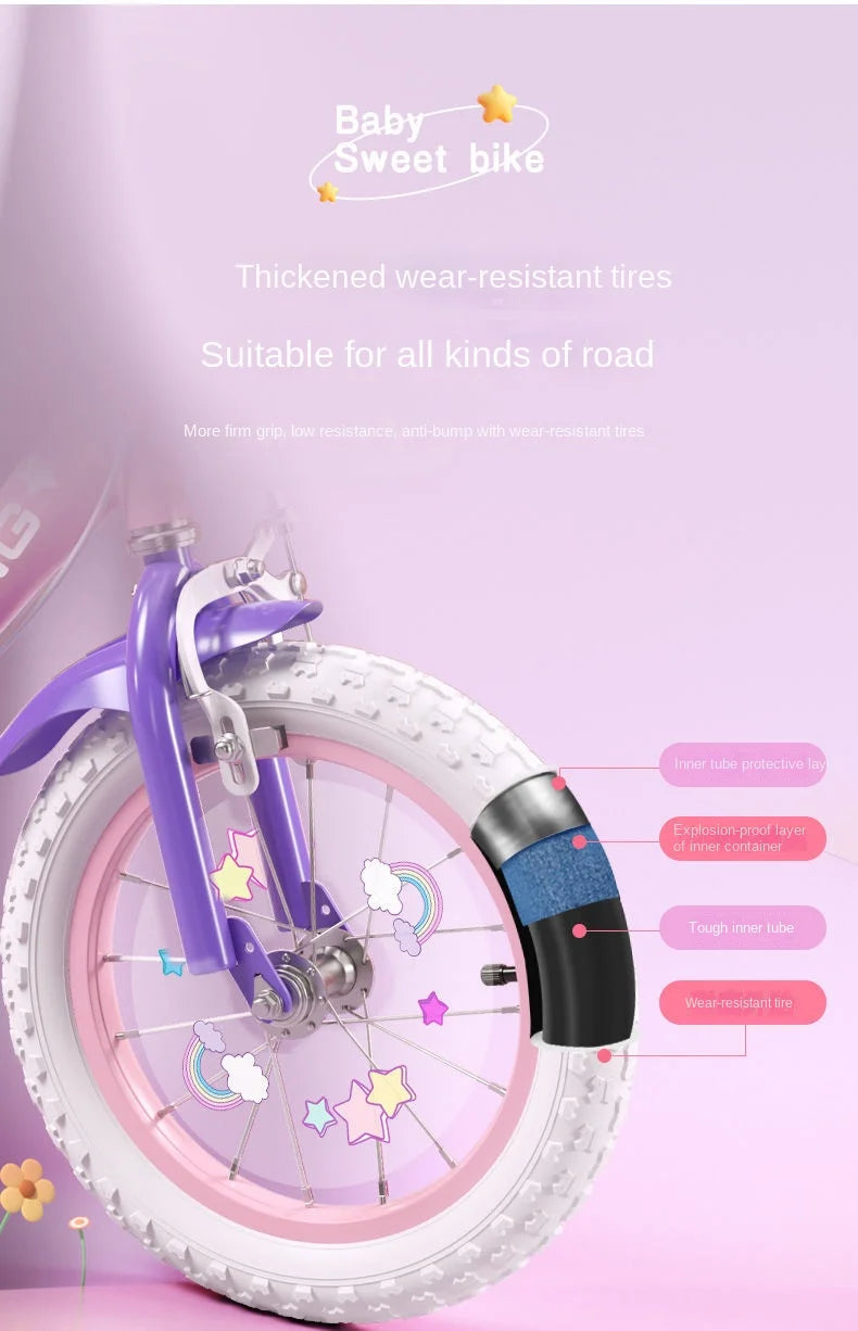 Children's Bicycle Folding Bike Girl 3-6 Years Old 7-10 Baby Foot Pedal Girl Bicycle Road Bik High-carbon Steel Materiale