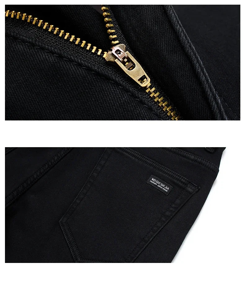 Men Classic Advanced Fashion Brand Jeans Jean Homme Man Soft Stretch Black Biker Masculino Denim Trousers Mens Pants Overalls - Golden Bridge Store