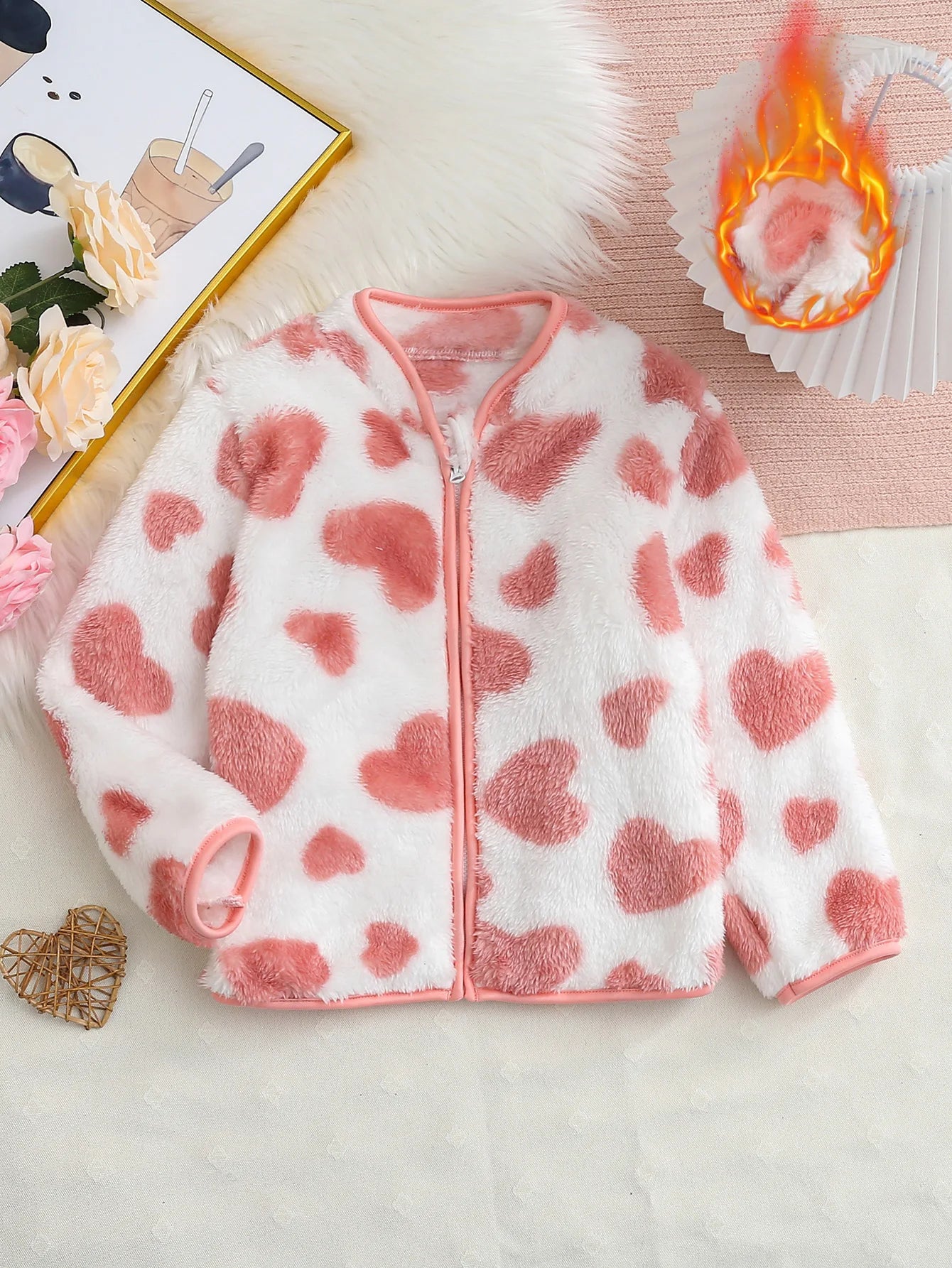KinderHerz Heart Strickjacke süß - Flanell, Gr.3-6, schwer