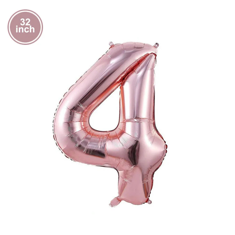 PartiesTour 32Inch Zahlenballon Rosa - Folie 81cm Groß