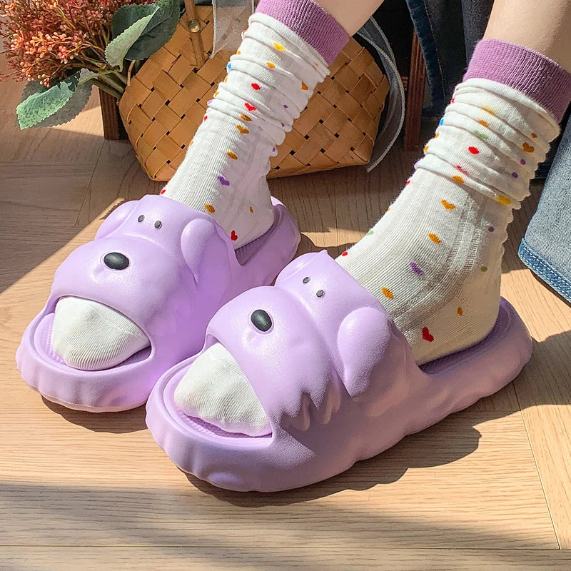 New Cartoon Summer Beach Slippers for Women Thick Sole Anti Slip Bathroom Home Slippers Woman Lightweight Soft EVA Flip Flops