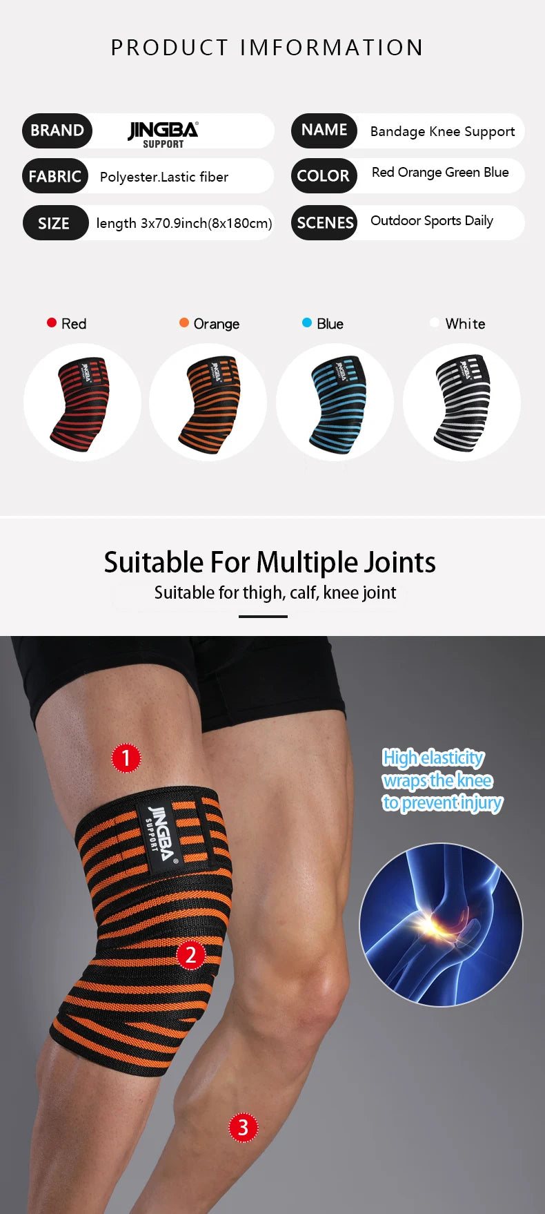 Kniebandagen 2025: JASONTUTU 1 PC Knee Wraps Men Fitness Weight Lifting - Elastic Bandage Compression Knee Support Sports Strap Protector Bands Pad Collection