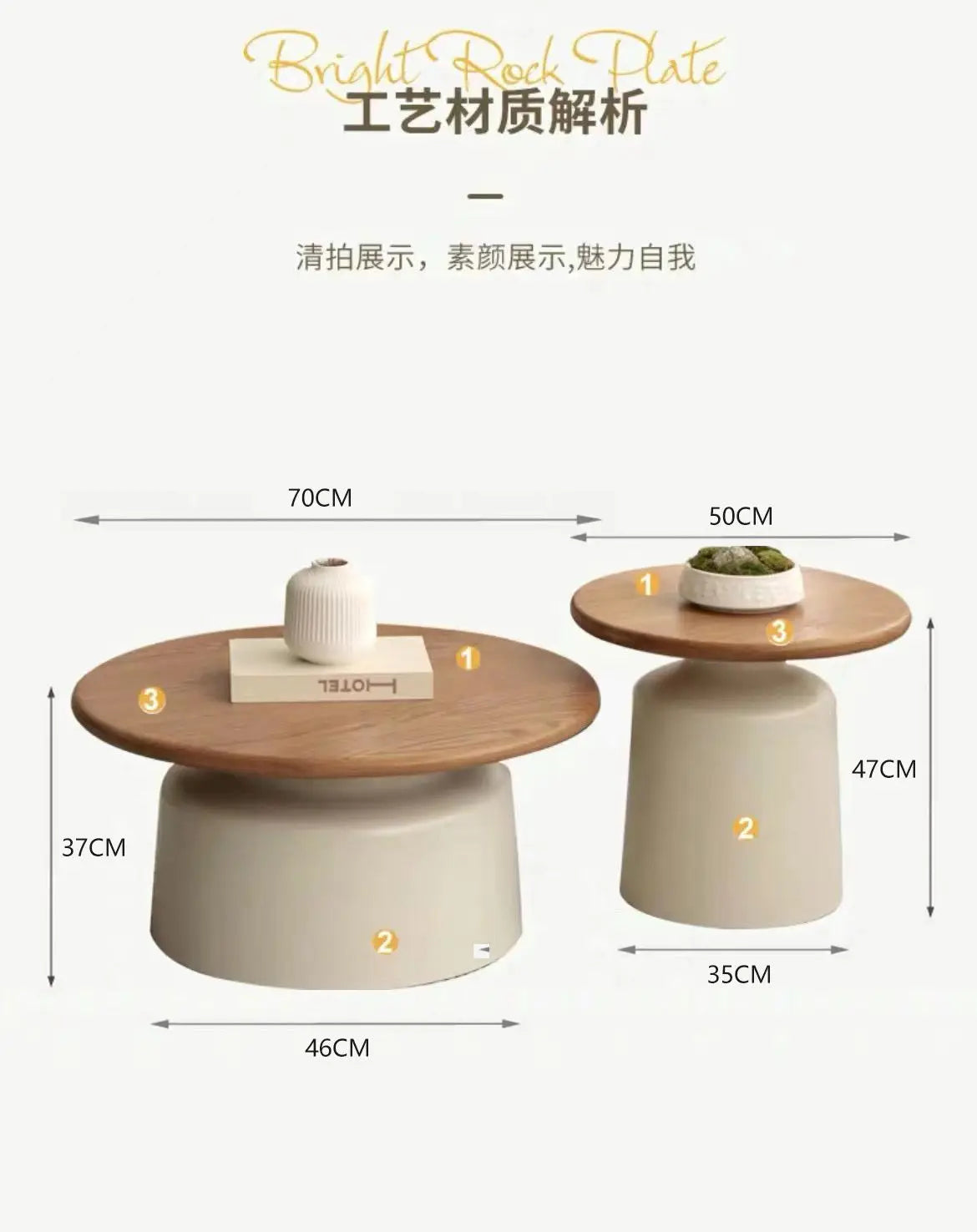 Creamy Wind Apartment Coffee Table Living Room Household Small Apartment Simplicity Iron Round Homestay Coffee Table Furniture