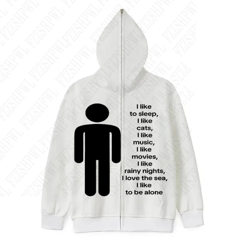 FZZSHPWLCN Harajuku Hoodie HipHop-Aufdruck - Größe XL Slim