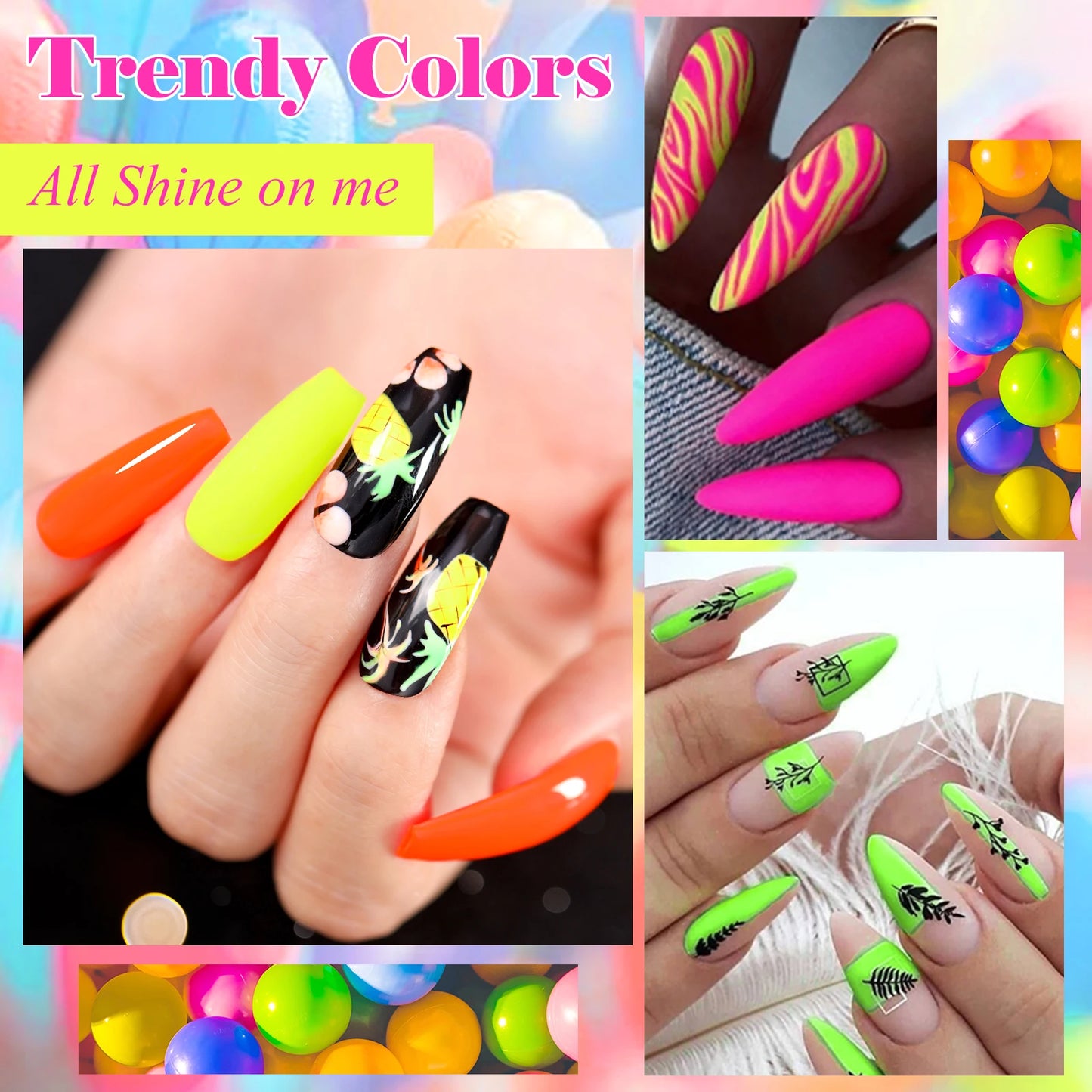 Set gel fluorescent MSRUIOO ZH62498 - 6x8ml UV LED