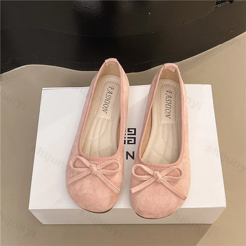 Frauen Ballett Flache Schuhe 2025 - Vier Jahreszeiten Komfortabel Anti Rutsch - Outdoor Casual Schuhe Fashion Schleifenknoten Retro Candy Farbe Damen Schuhe