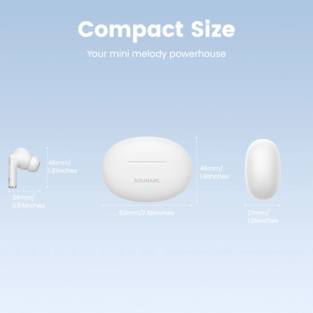 Bluetooth-Kopfhörer 2025: SOUNARC Q1 Earbuds 5.3 - 28h Playtime Crystal Clear Smart Touch Collection