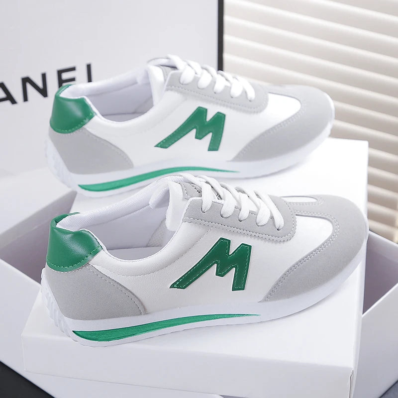 Women 2025New Women Casual Walking Shoes Spring Flat Lace-up Leather High Quality Sneakers Fashion Sports Shoes Zapatillas Mujer