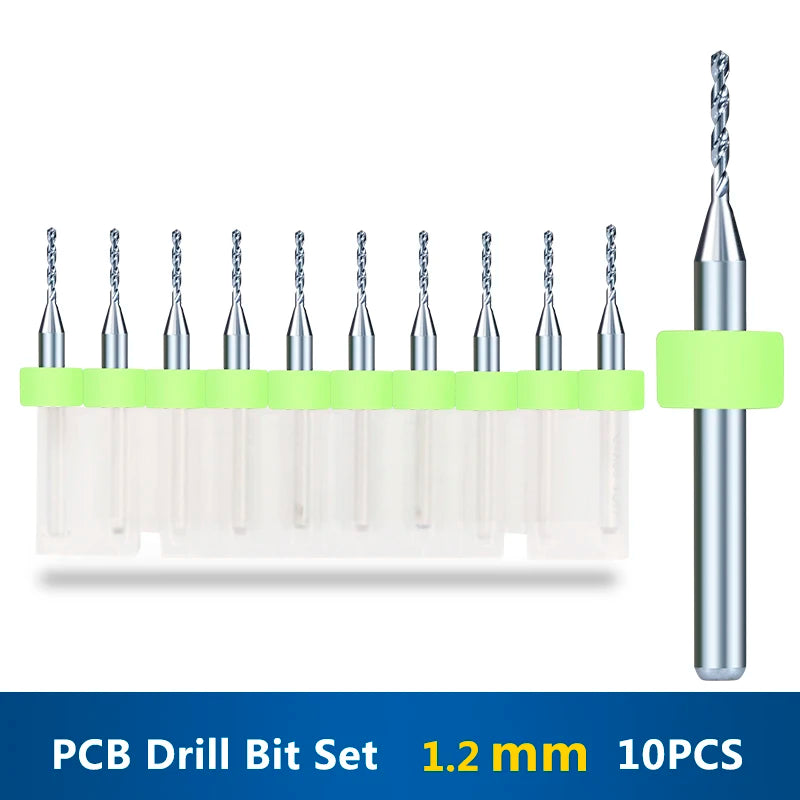 XCAN 10Stk/Set 0.3mm bis 1.2mm PCB Mini Bohrer Bit Wolfram Stahl Hartmetall für Print Schaltkreis Board CNC Bohrer Bits Maschine