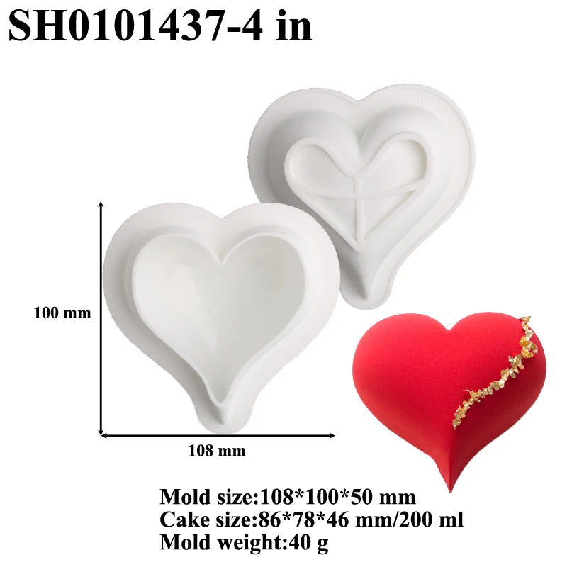Romantic Heart or Rose Design Silicone Cake Molds Valentine's Day Mousse Cake Mold Kitchen Bakeware Dessert Decorating Tools