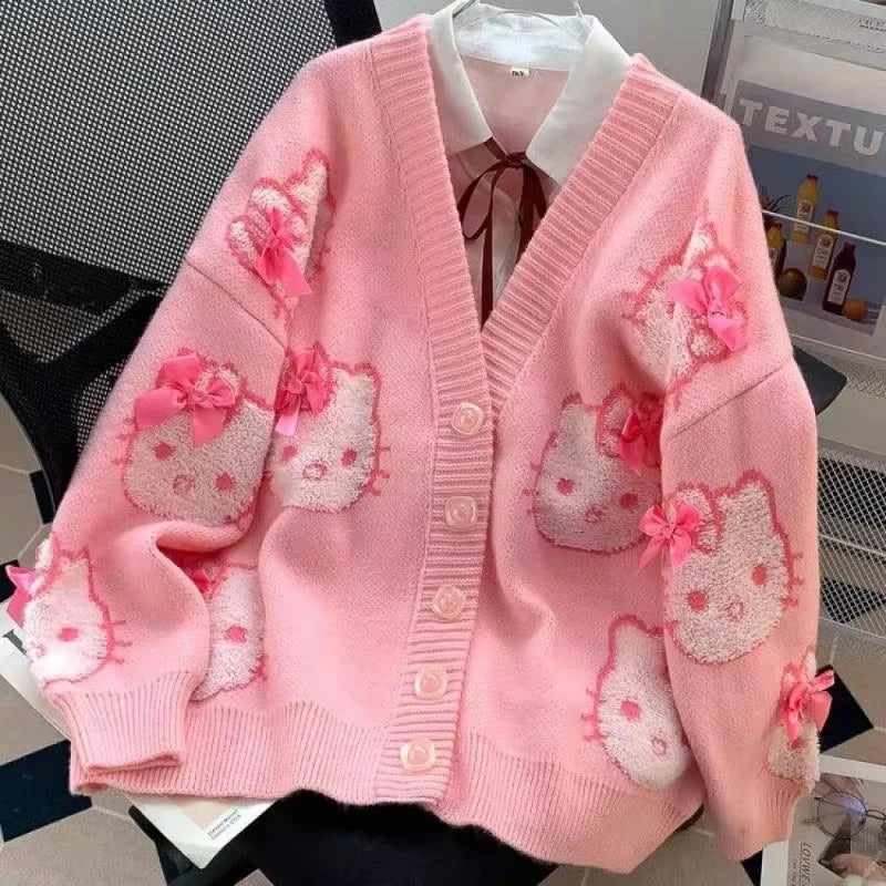 Hallo Kitty Strickjacke Niedlich - Mädchen, S–XL, Locker
