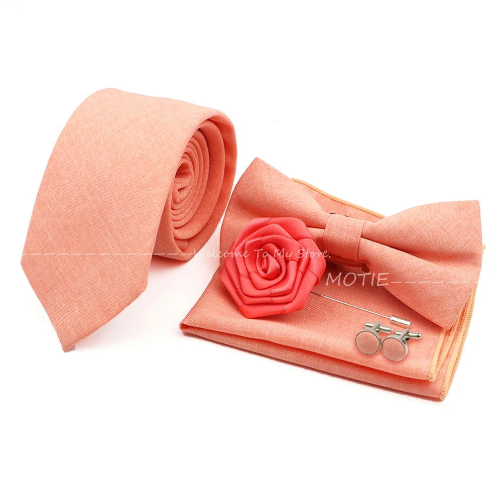 Neues Design 27-farbiger Männer-Accessories-Set: Klassische Baumwoll-Taschentuch, Manschettenknöpfe, Fliege für Hochzeit, Party, Geschenke