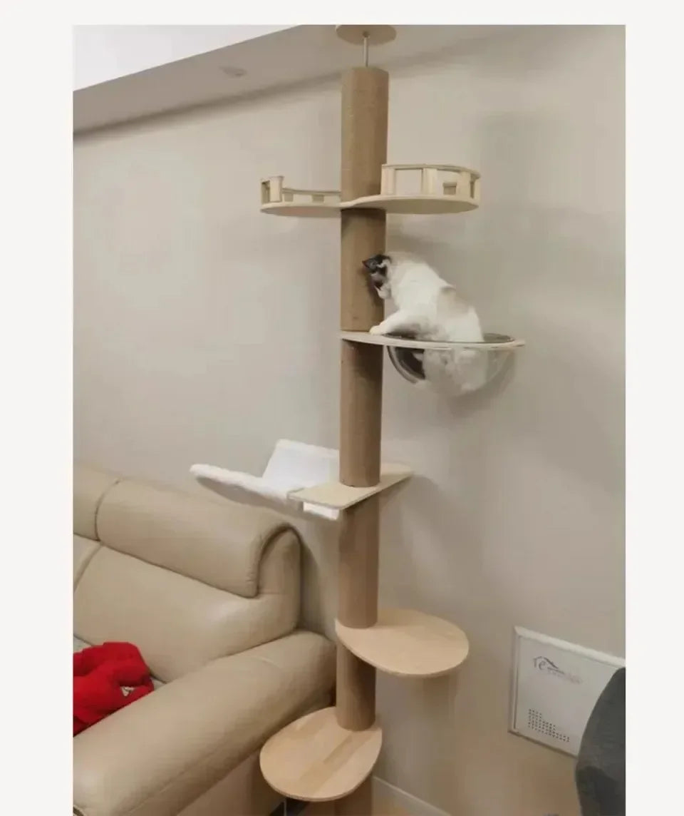 Katzenturm Boden Bis Decke Katzenturm Mit Kratzpfosten Hängematte Haustier Aktivität Zentrum Kätzchen Klettern Spielzeug Haustier Möbel