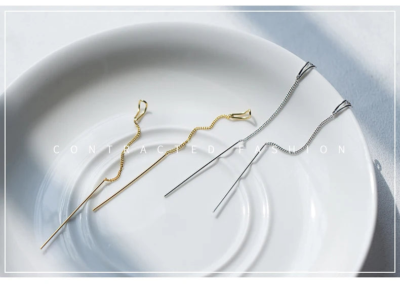 Cercei simpli cu lanț lung MODIAN, din argint 925, model cu picătură de apă, pentru femei, bijuterii fine