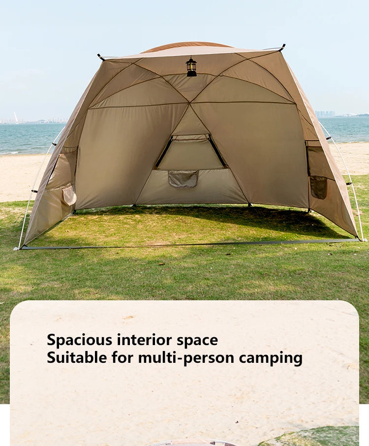 Sonuto Outdoor 4-7 People Camping Park Beach Tent Vinyl Sunscreen Folding Portable Canopy Rainproof And Sunscreen Shelter