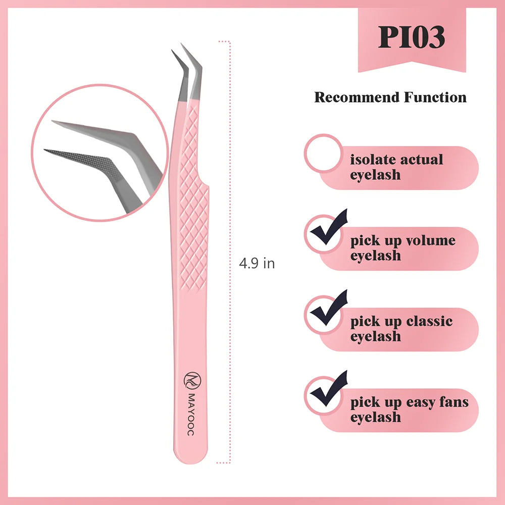 Eyelash Extensions Tweezers  With Fiber Tips Lash Artists High Precision Superhard Anti-Static Tweezer Makeup Tools Custom Logo