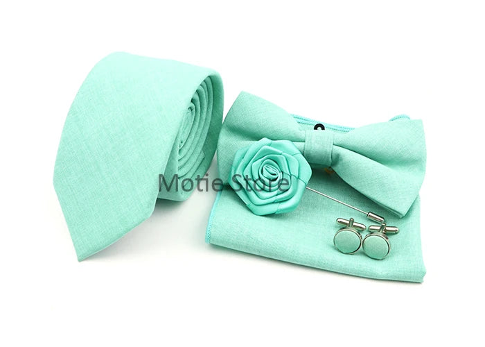 Neues Design 27-farbiger Männer-Accessories-Set: Klassische Baumwoll-Taschentuch, Manschettenknöpfe, Fliege für Hochzeit, Party, Geschenke